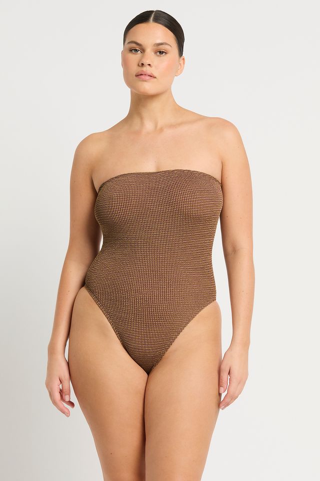 Bound by Bond-Eye Fane One Piece in Cocoa Butter Lurex