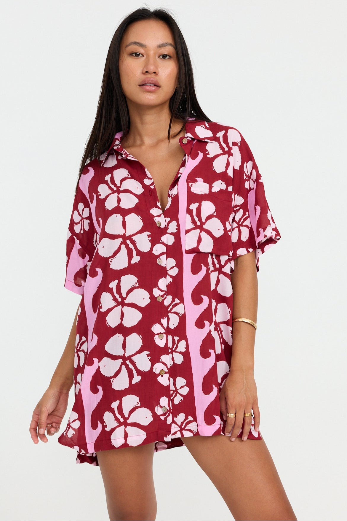 Benoa Swim Aloha Shirt Dress in Papeete