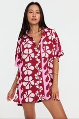 Benoa Swim Aloha Shirt Dress in Papeete