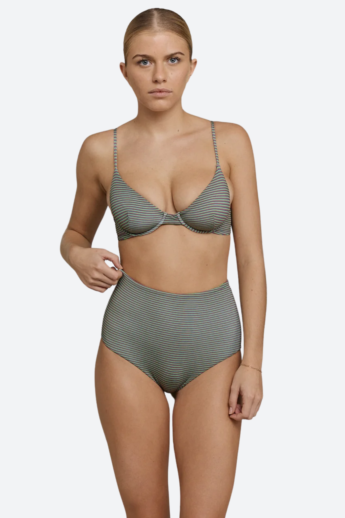 Acacia Swimwear - Manhattan Lining Bikini Top & Seychelles Lining Bottom in Billie - Front View | BikiniBird