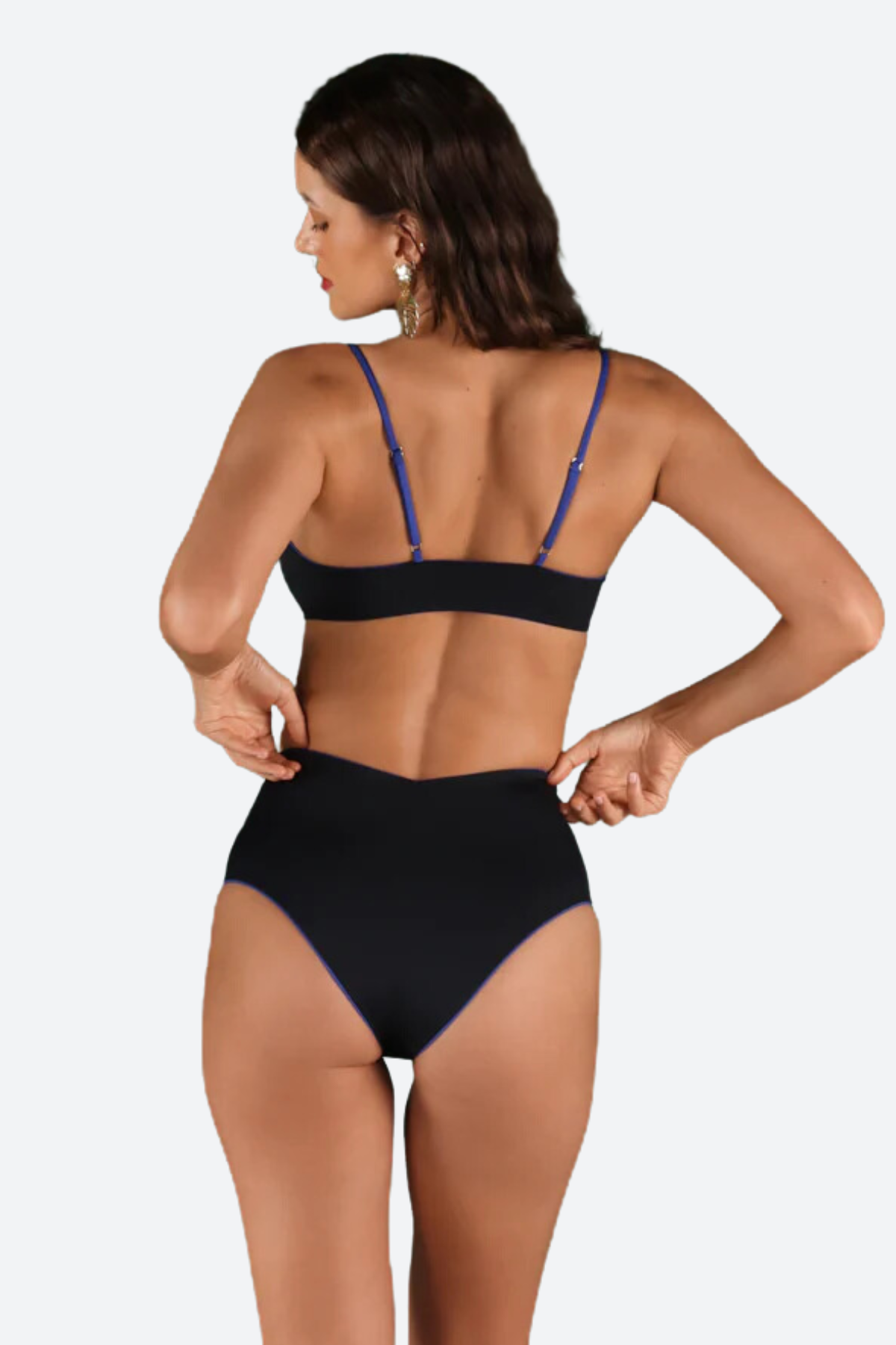 Bromelia Swimwear - Vivianne Bikini Bottoms in Cobalto & Black - Back View | BikiniBird