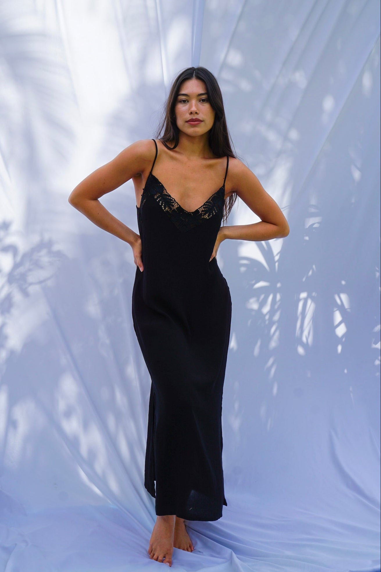 Golden Trip - Cloud Break Dress in Black - Front View | BikiniBird