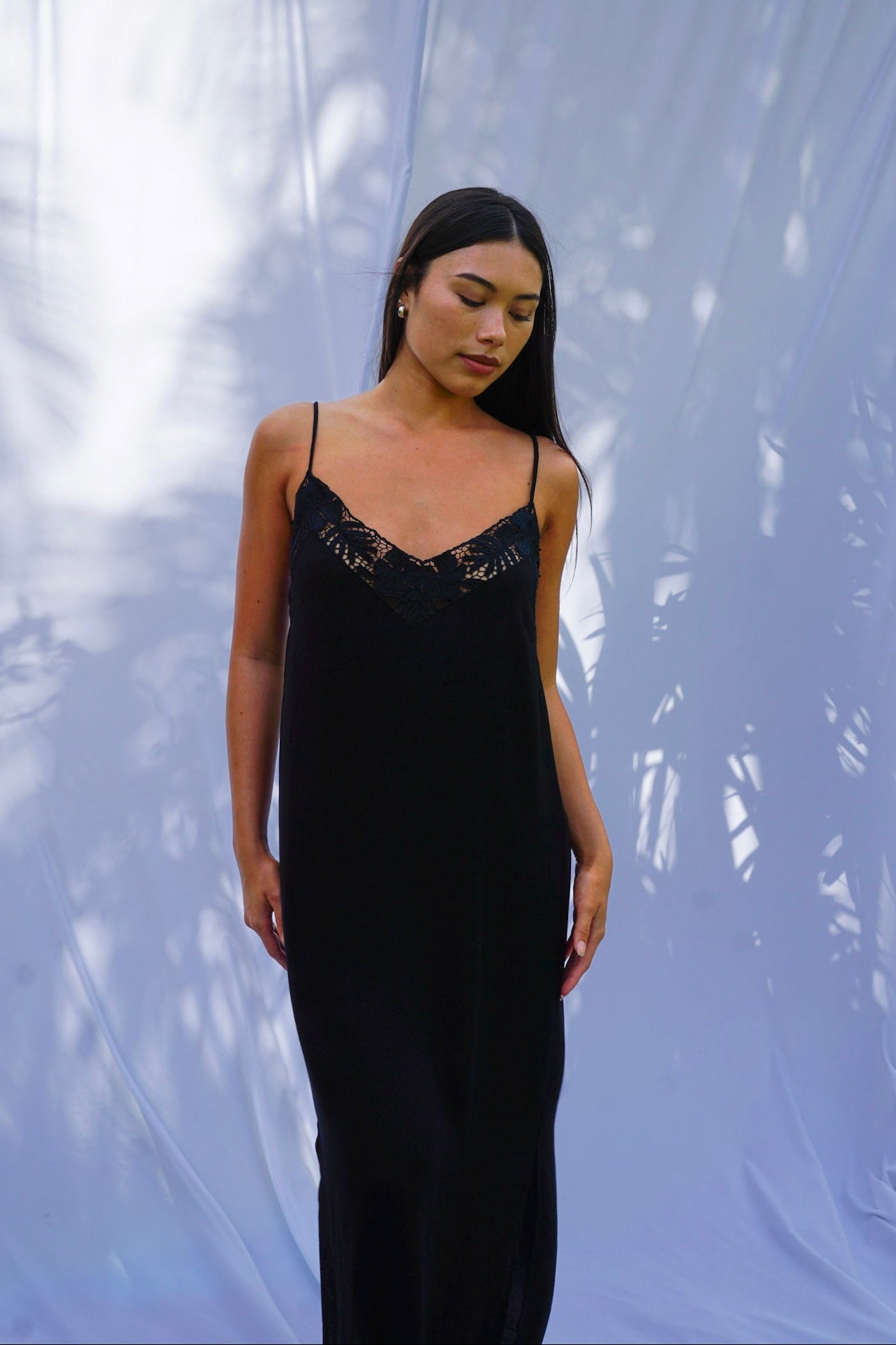 Golden Trip - Cloud Break Dress in Black - Front View | BikiniBird
