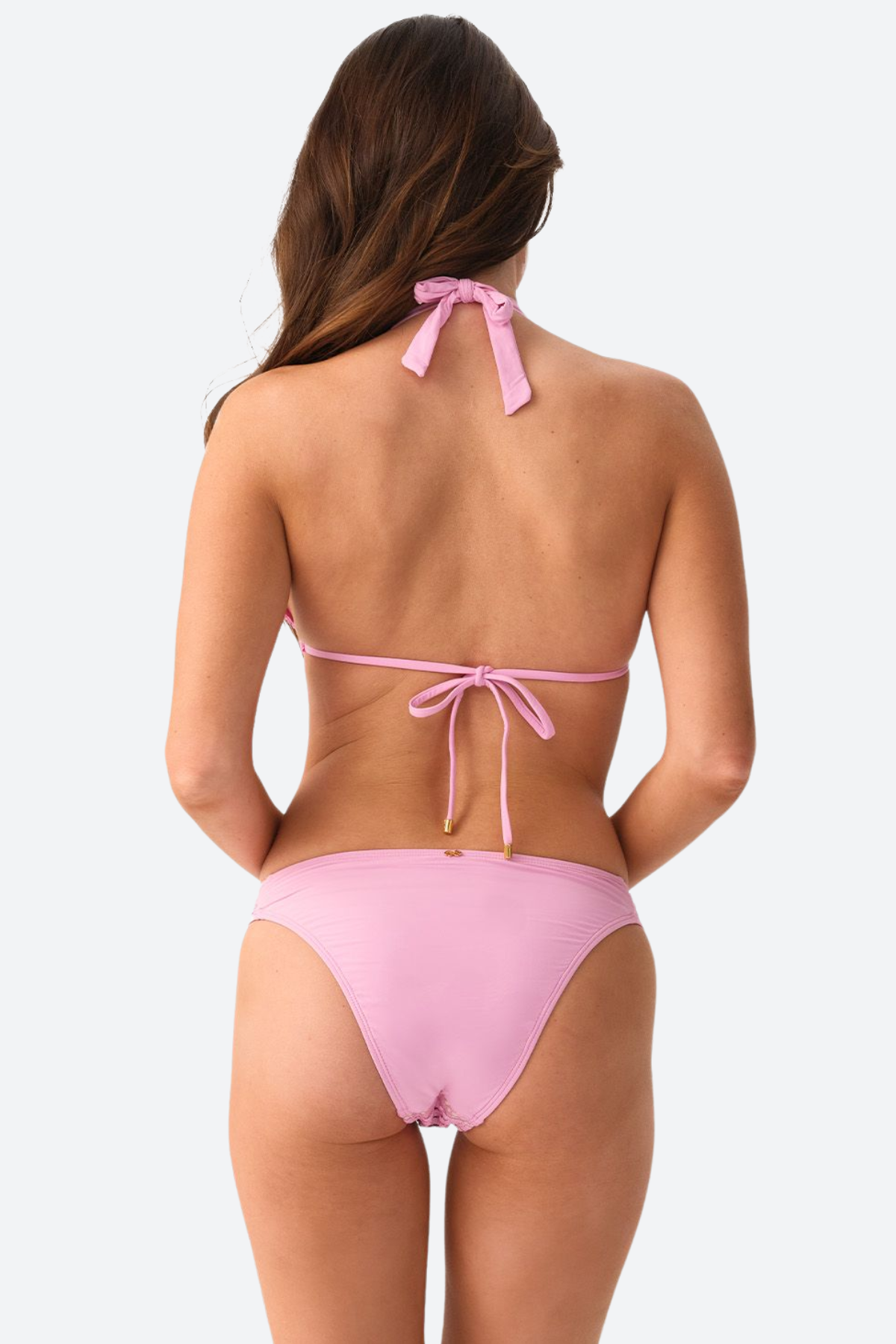 PQ Swim - Lace Halter Bikini Top & Lace Fanned Teeny Bottom in Wisteria - Back View | BikiniBird