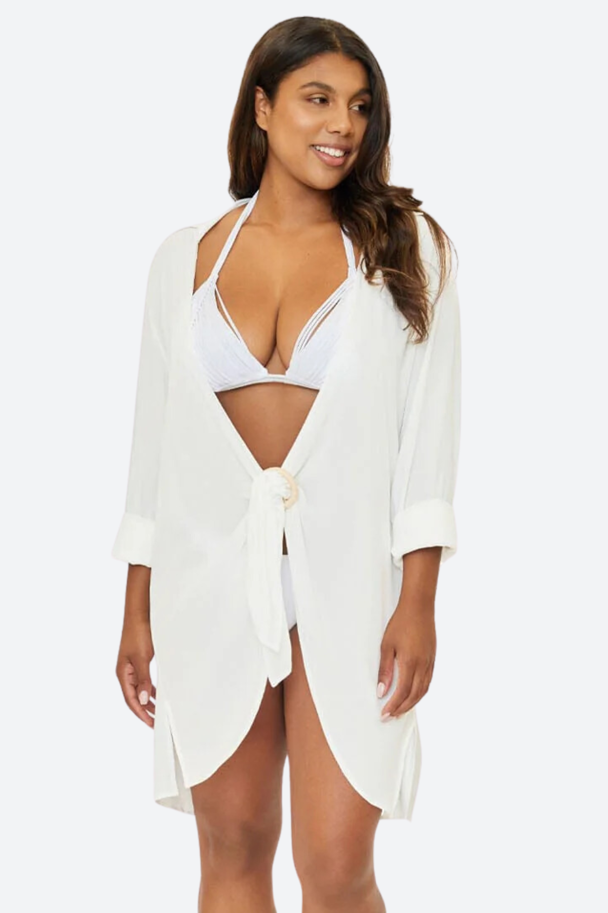 PQ Swim - Millie Tie Cover Up in Water Lily - Front View | BikiniBird