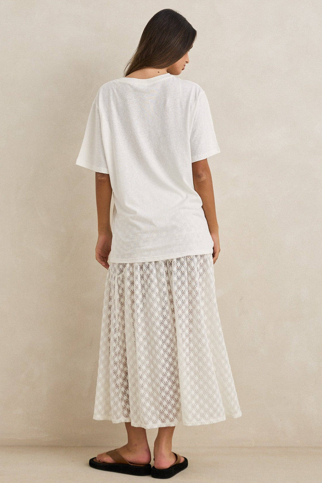 Rhythm Gigi Lace Maxi Skirt in White - Back View | BikiniBird