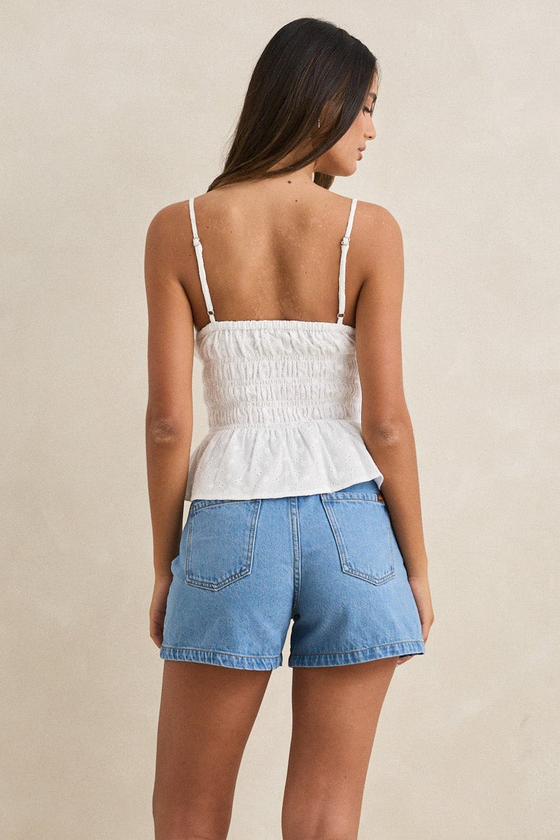Rhythm Gigi Tie Front Top in White - Back View | BikiniBird