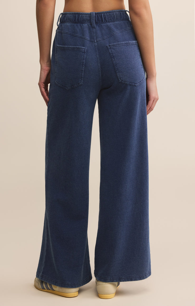 Z Supply - Entourage Knit Denim Pants in Indigo - Back View | BikiniBird