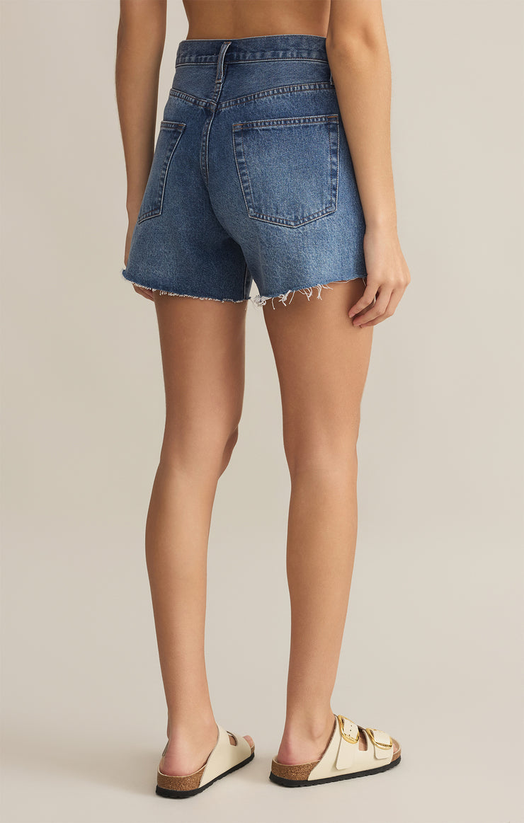 Z Supply - Everyday Hi-Rise Denim Shorts in Vintage Indigo - Back View | BikiniBird