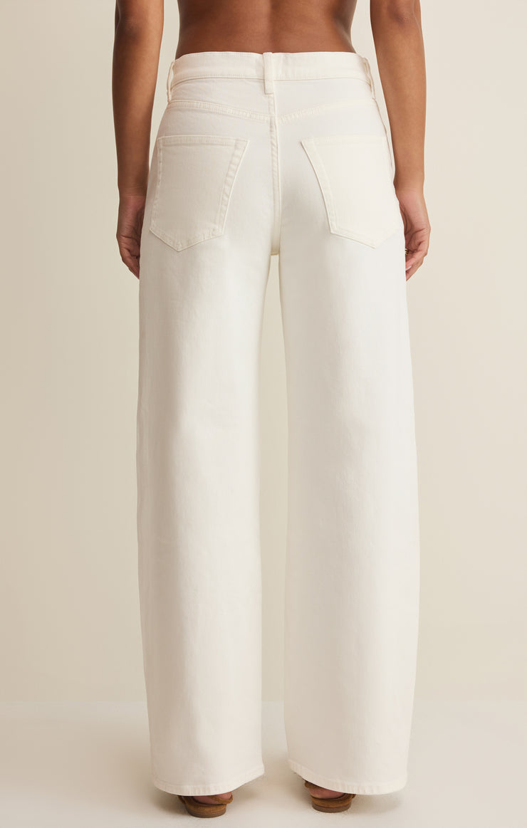 Z Supply - Remi High Rise Bowed Wide Pants in Cloud - Back View | BikiniBird