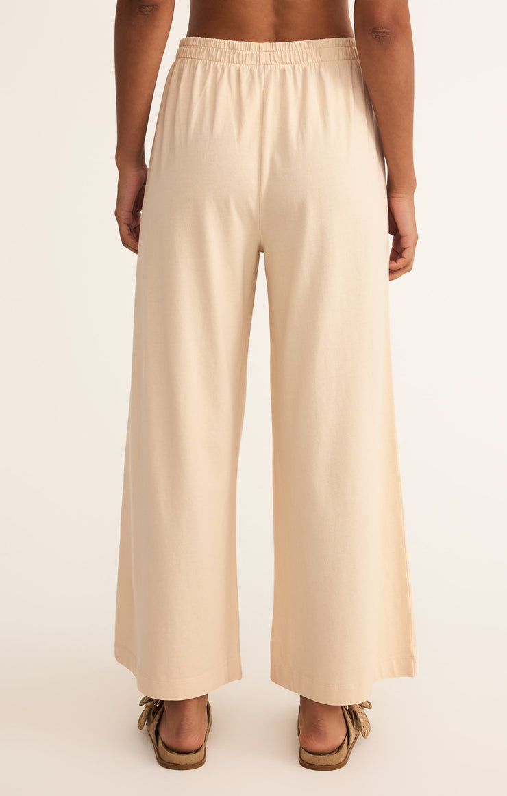 Z Supply - Scout Jersey Flare Pants in Panna Cotta - Back View | BikiniBird