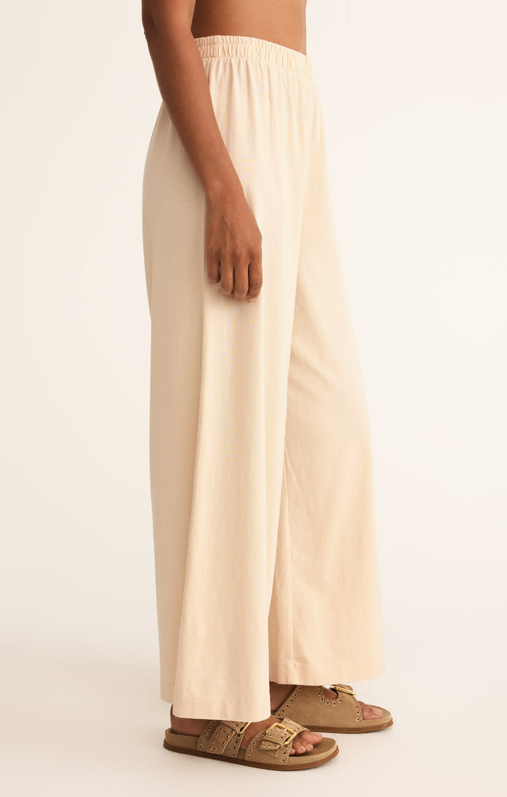 Z Supply - Scout Jersey Flare Pants in Panna Cotta - Side View | BikiniBird