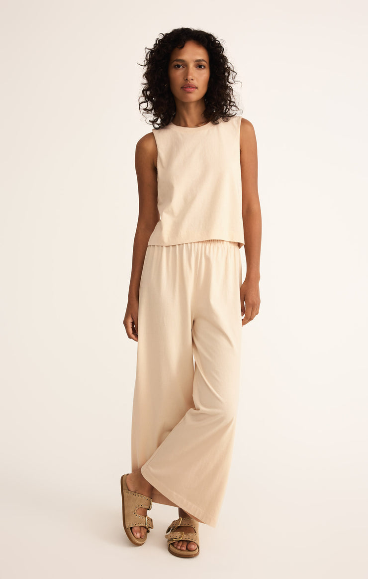 Z Supply - Scout Jersey Flare Pants in Panna Cotta | BikiniBird