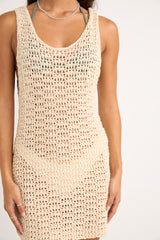 Rhythm Maddie Knit Scoop Neck Mini Dress in Cream