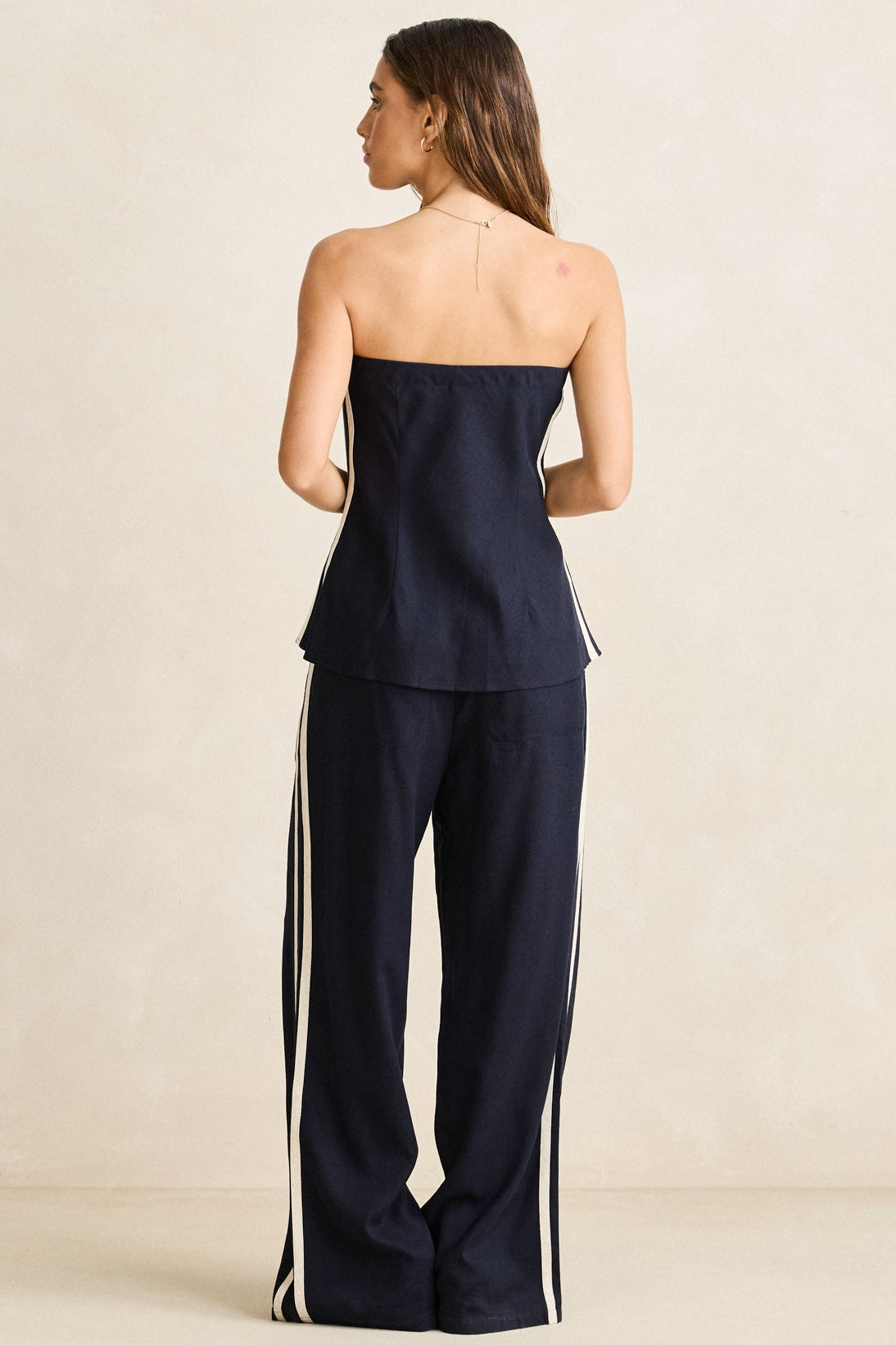 Rhythm Contrast Linen Strapless Top