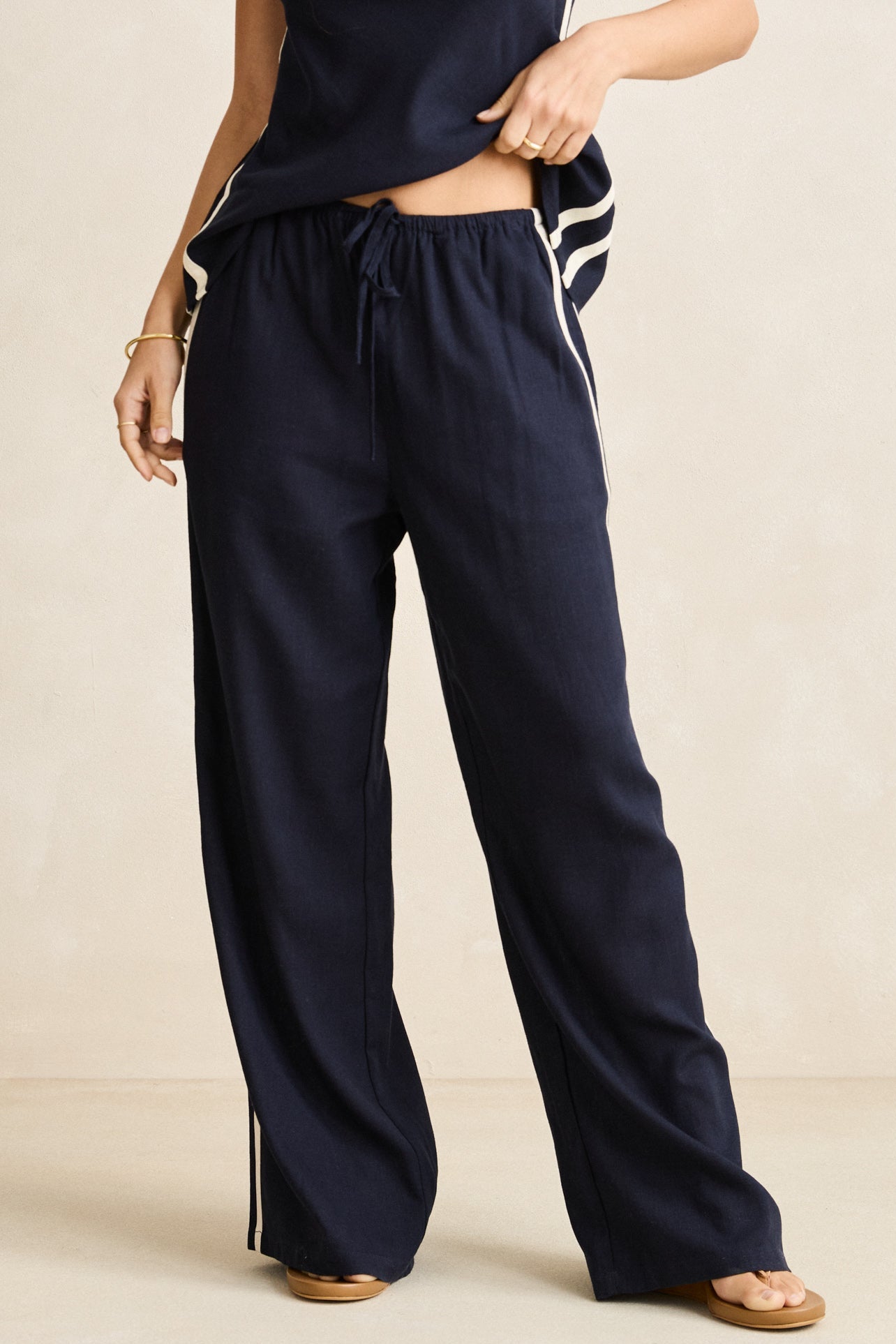Rhythm Contrast Linen Track Pant