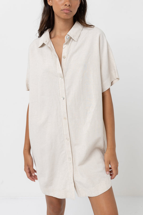 Rhythm Classic Shirt Dress in Oat