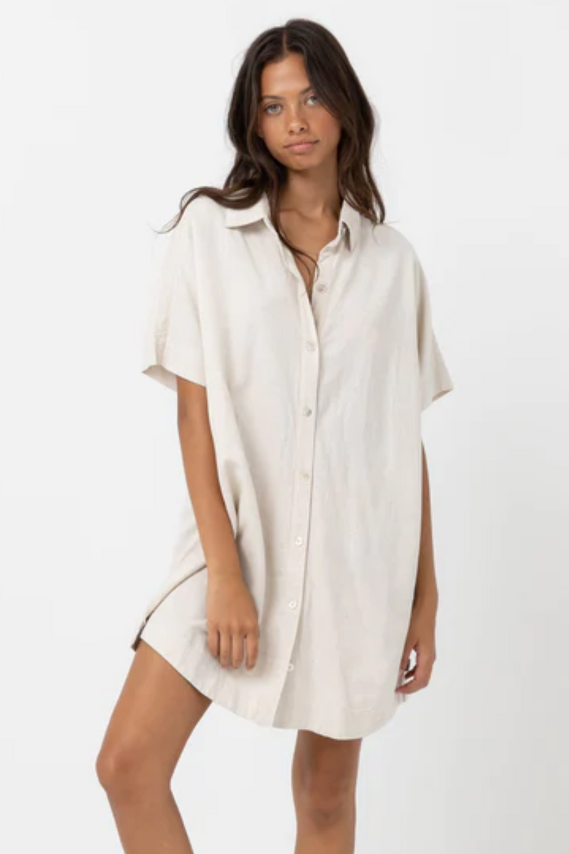 Rhythm Classic Shirt Dress in Oat