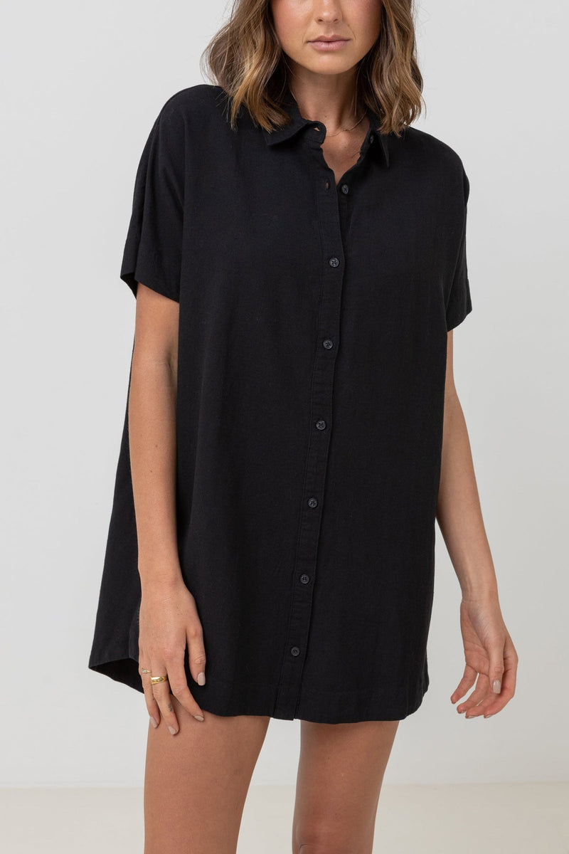 Rhythm Classic Shirt Dress in Black