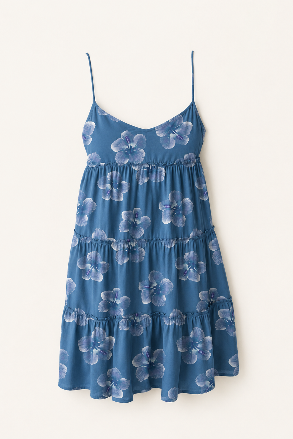 MAI Charlie Midi Dress in Steel Blue Hibiscus