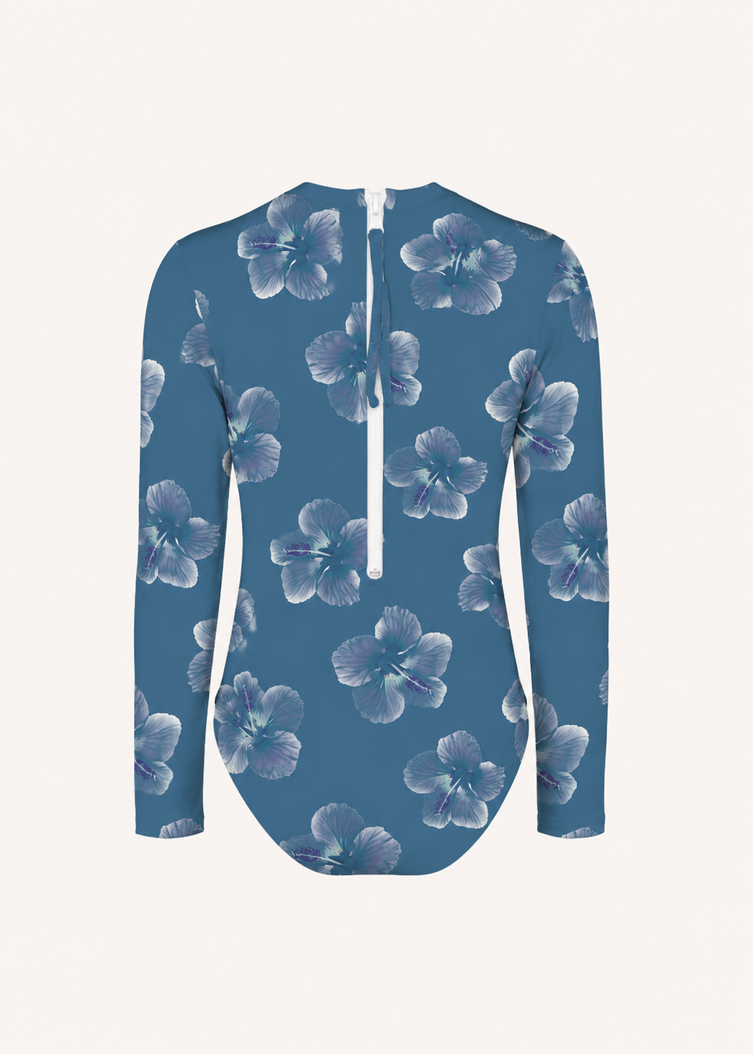 MAI Littles Long Sleeve Bodysuit in Steel Blue Hibiscus