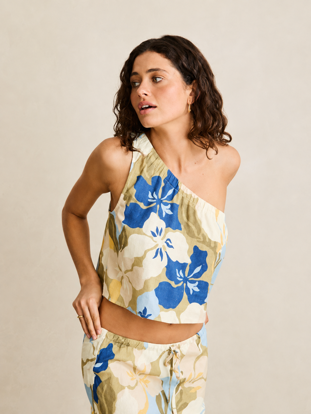 Rhythm Blanca Floral One Shoulder Top