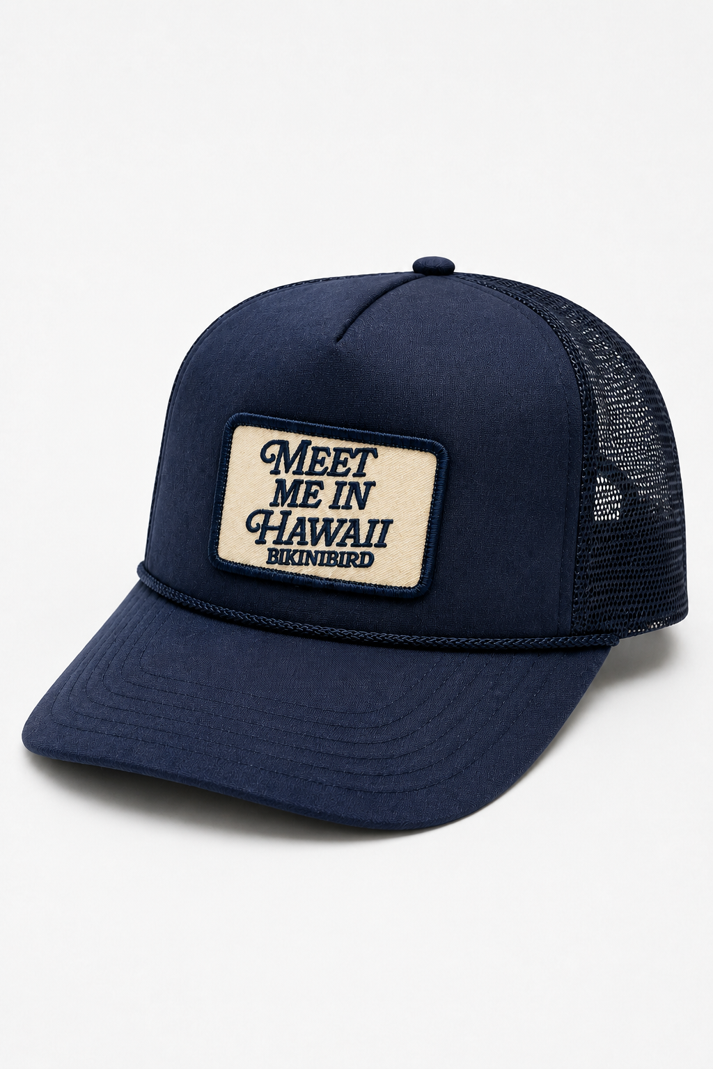 Bikinibird Meet Me in Hawaii Trucker Hat in Navy