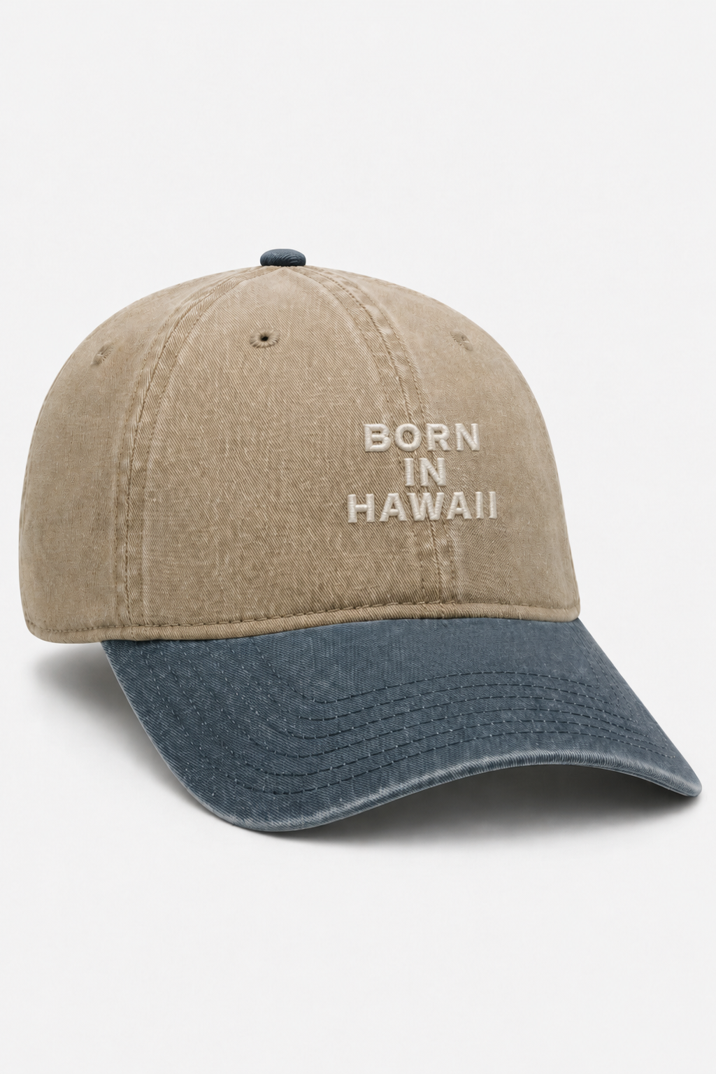 Bikinibird Born In Hawaii Dad Hat in Green/Khaki