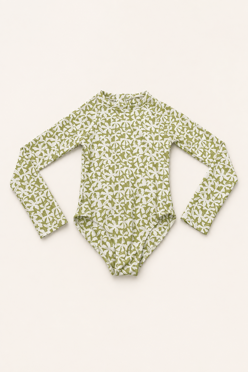 Golden Trip Kaiko Kids Long Sleeve Rashguard in Sage Hibiscus