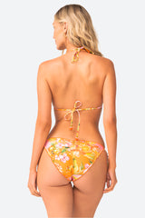 PQ Swim Embroidered Lettuce Edge Tri Top in Clementine
