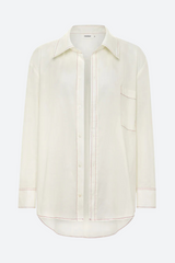 Montce Long Sleeve Button Down Shirt in Cream X Raspberry