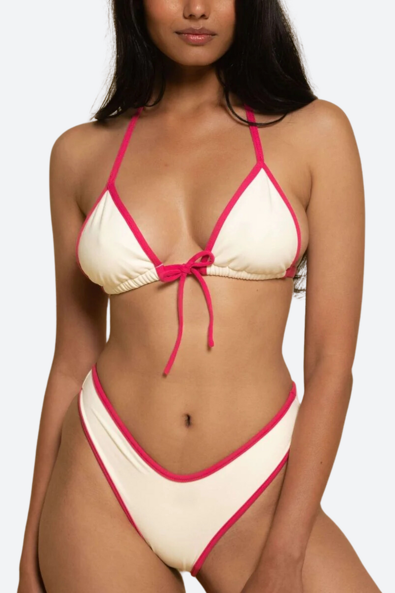 Montce Lulu Bikini Bottom in Cream X Raspberry