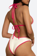 Montce Lulu Bikini Bottom in Cream X Raspberry