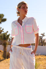 Kulani Kinis Cropped Button Up Shirt in White