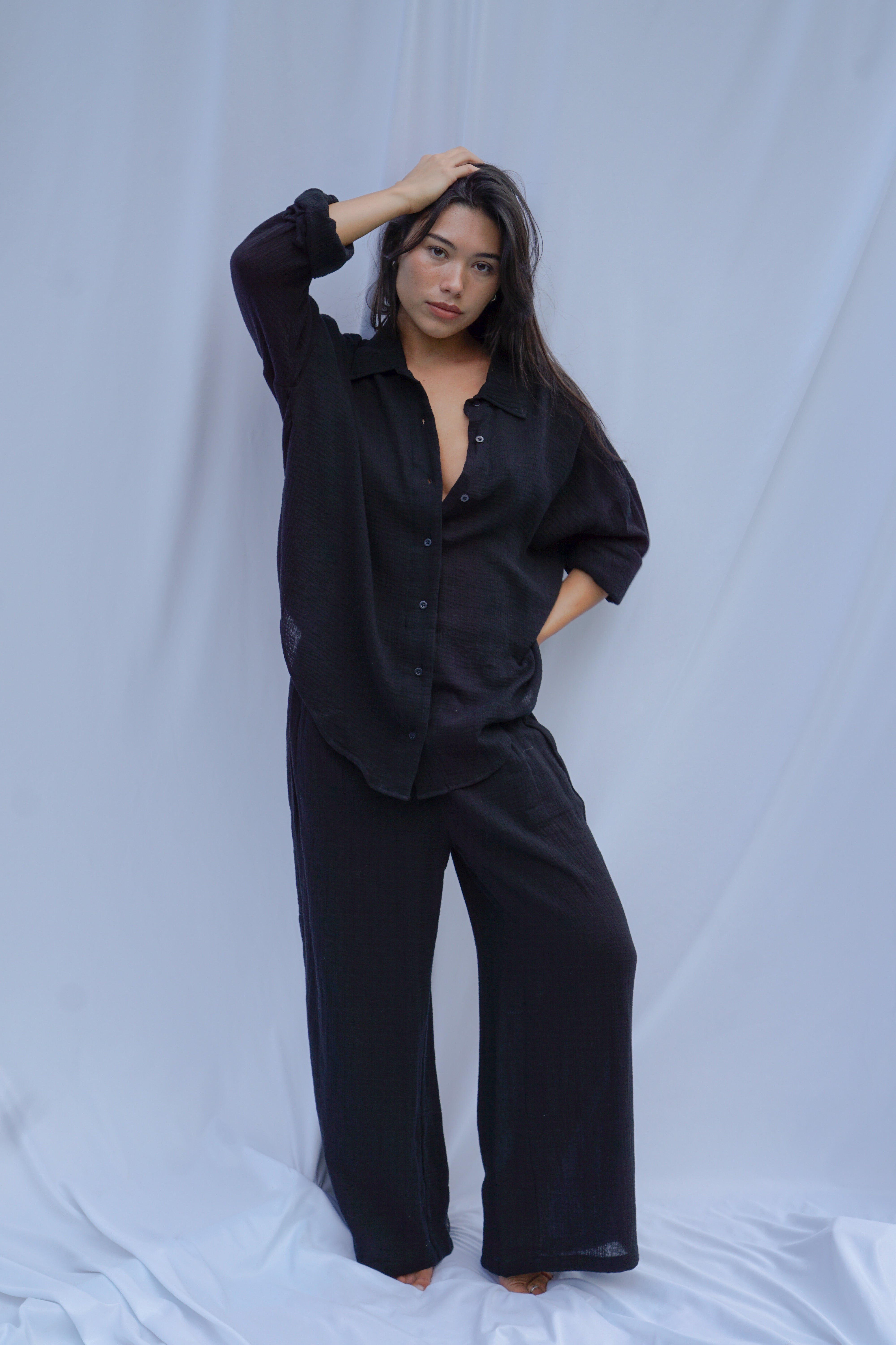Golden Trip Alana Pant in Black Gauze
