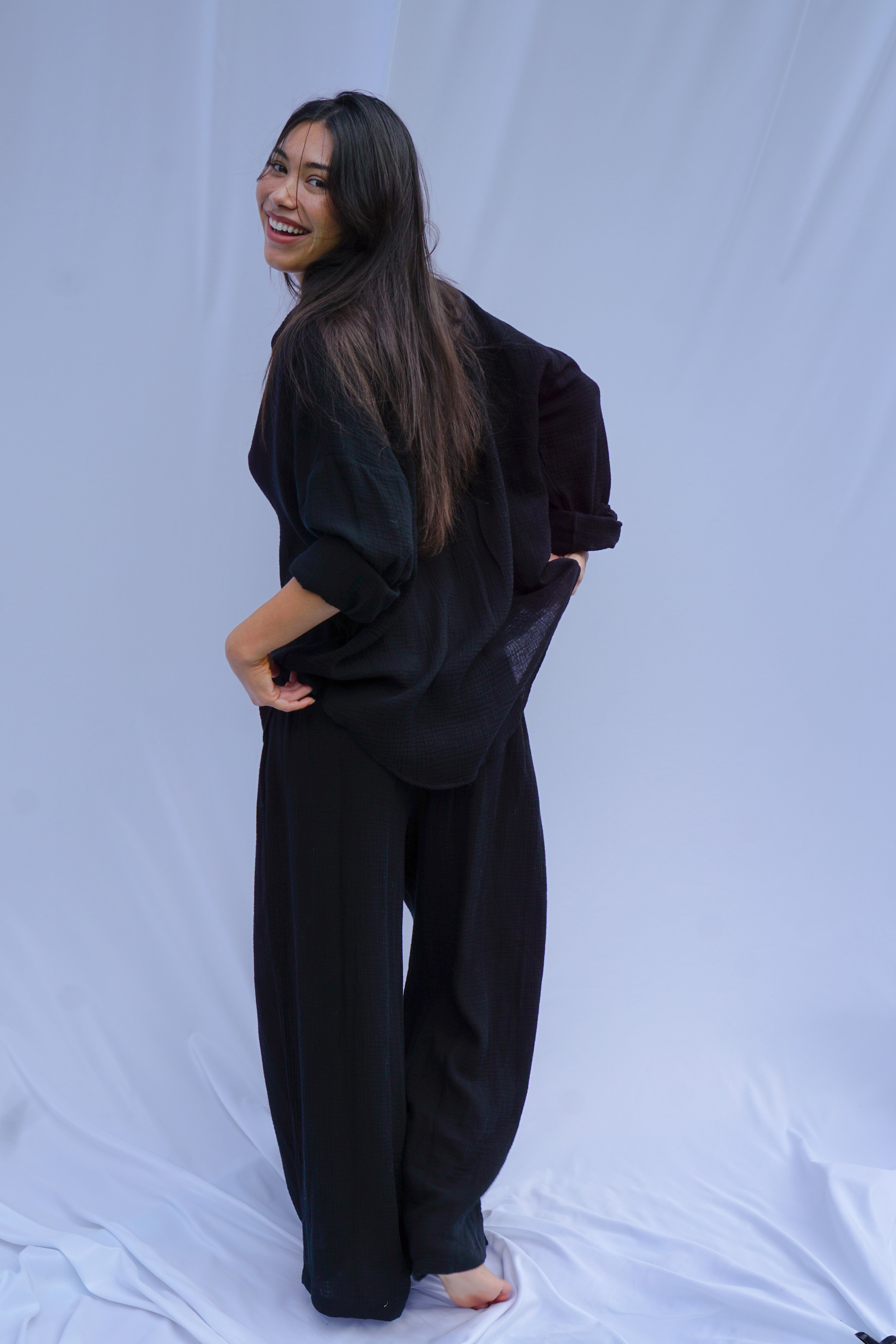 Golden Trip Alana Pant in Black Gauze