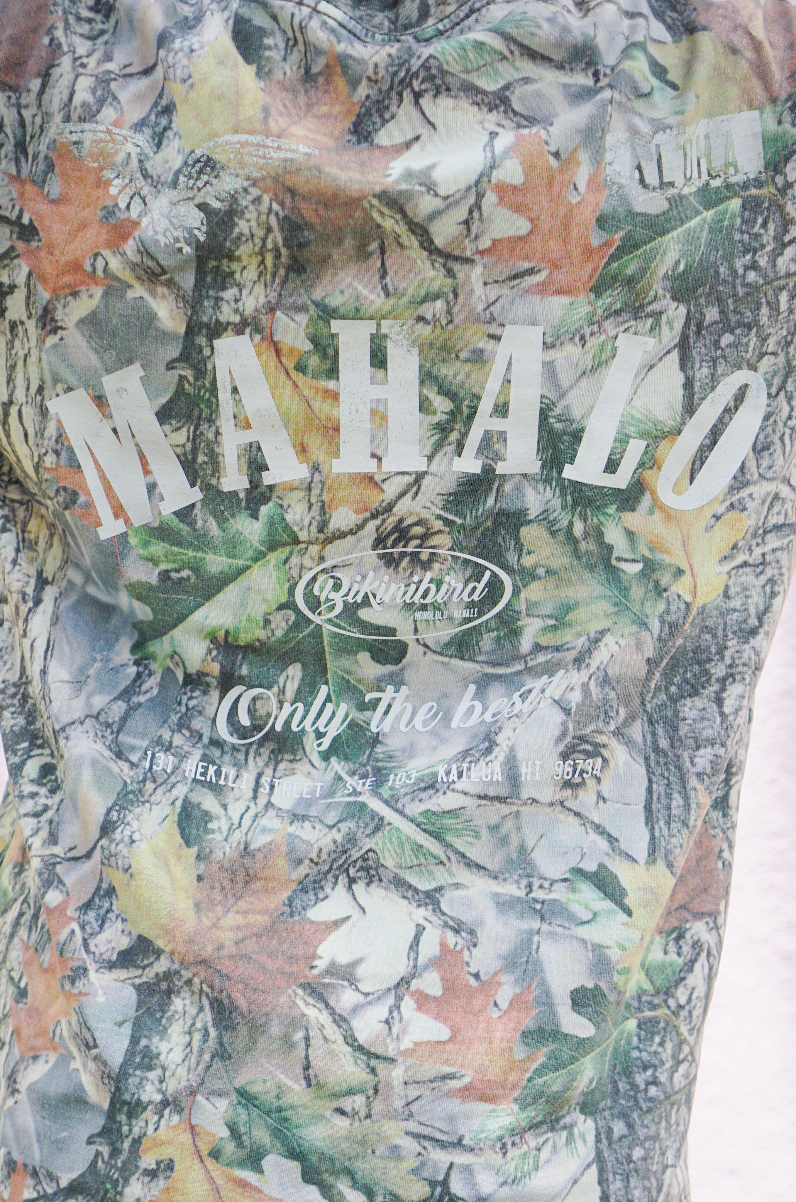 Bikinibird MAHALO MOTO Tee in Real Tree, additional view | Bikinibird
