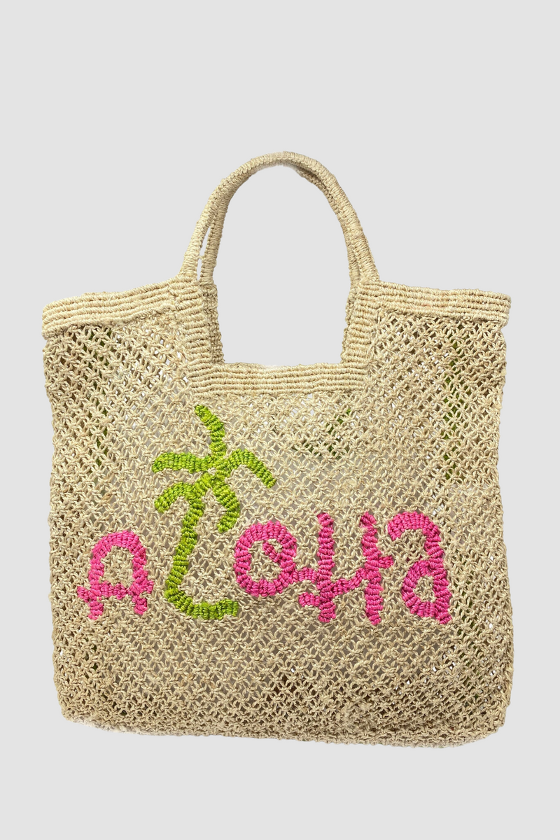 The Jacksons Stella Aloha Tote Bag in Natural, Pink and Green
