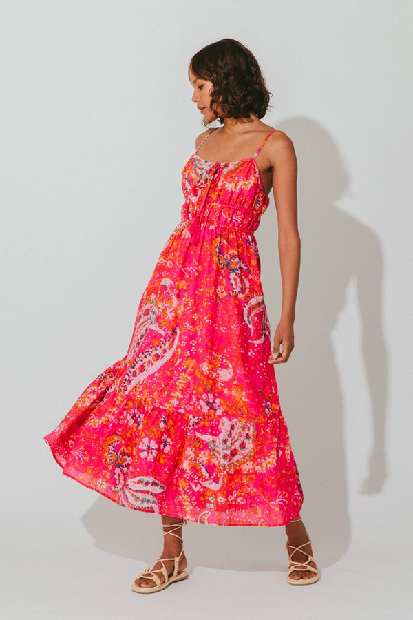 Cleobella Monaco Midi Dress in Hibiscus