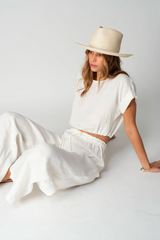 Stillwater The Linen Pacific Crop Top in White