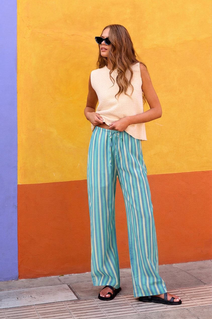Golden Trip Stripe Drawstring Pants