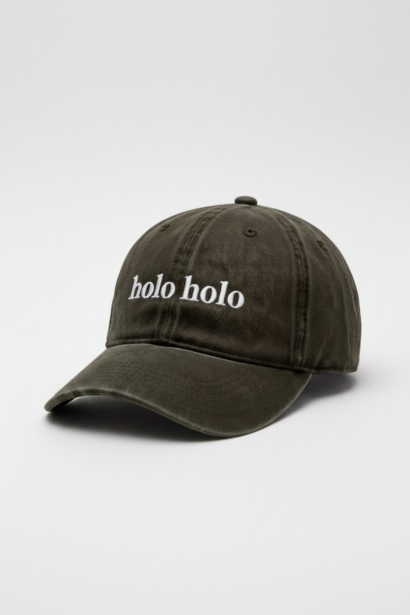Bikinibird Holo Holo Dad Hat in Dark Olive Green