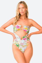 PQ Swim Strapless Ring One Piece in Floret