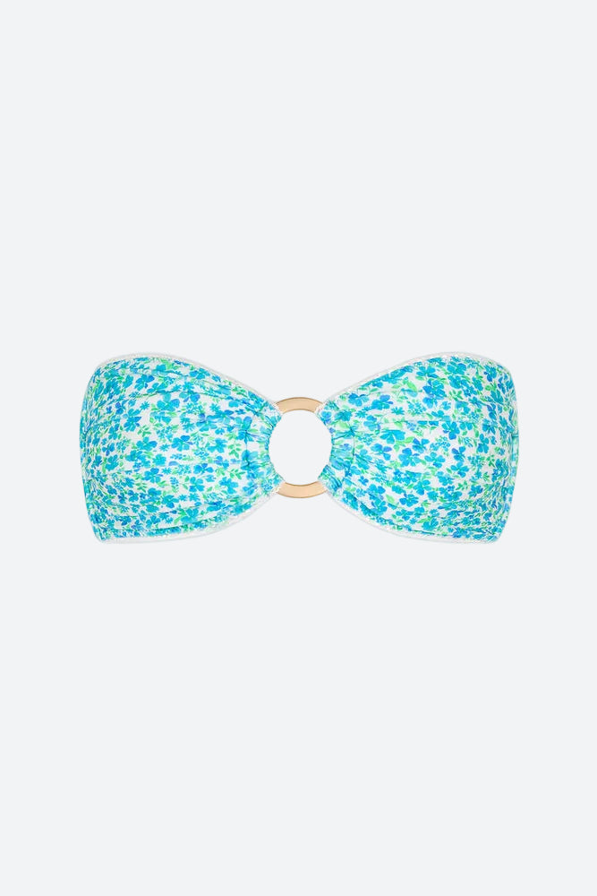 Kulani Kinis Decorative Strapless Bikini Top in Ocean Aura
