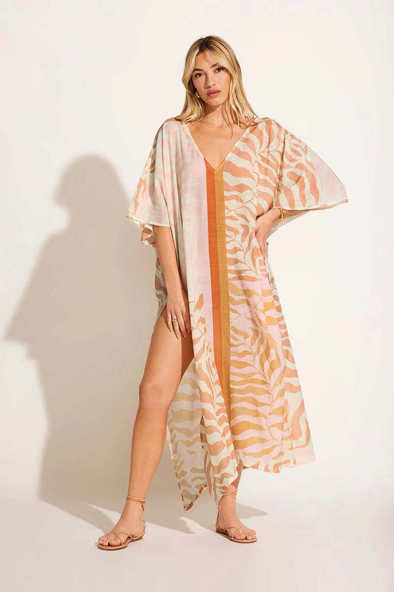 Vitamin A Cerise Caftan in Gold Coast