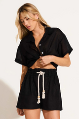 Vitamin A Hana Cropped Shirt in Black