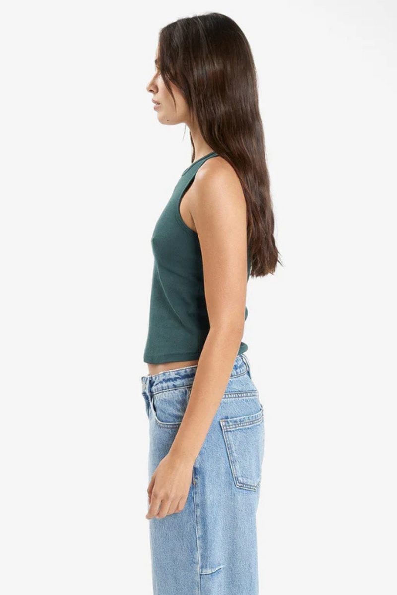 Thrills Energy is Precious Curve Tank in Dark Jade