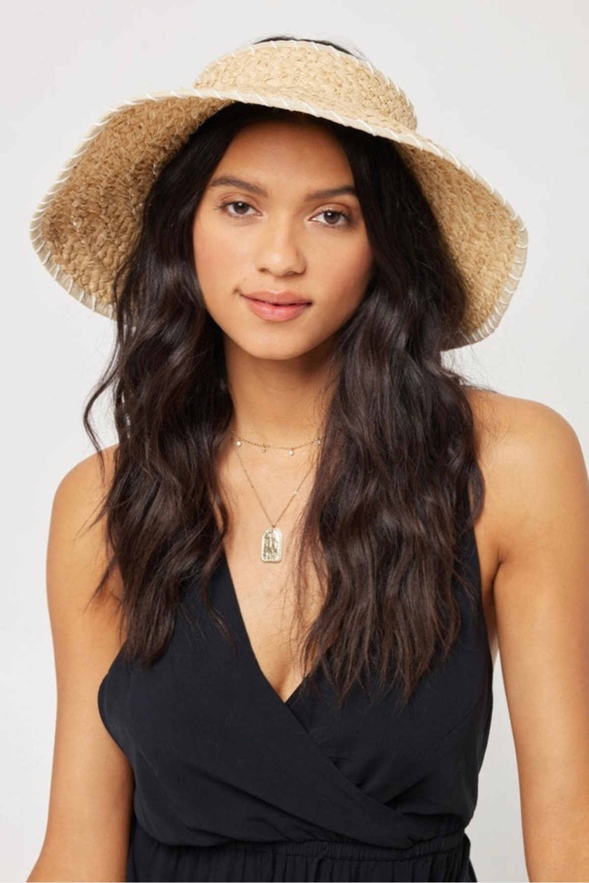 L*Space Del Mar Roll up Hat in Natural, back view | Bikinibird