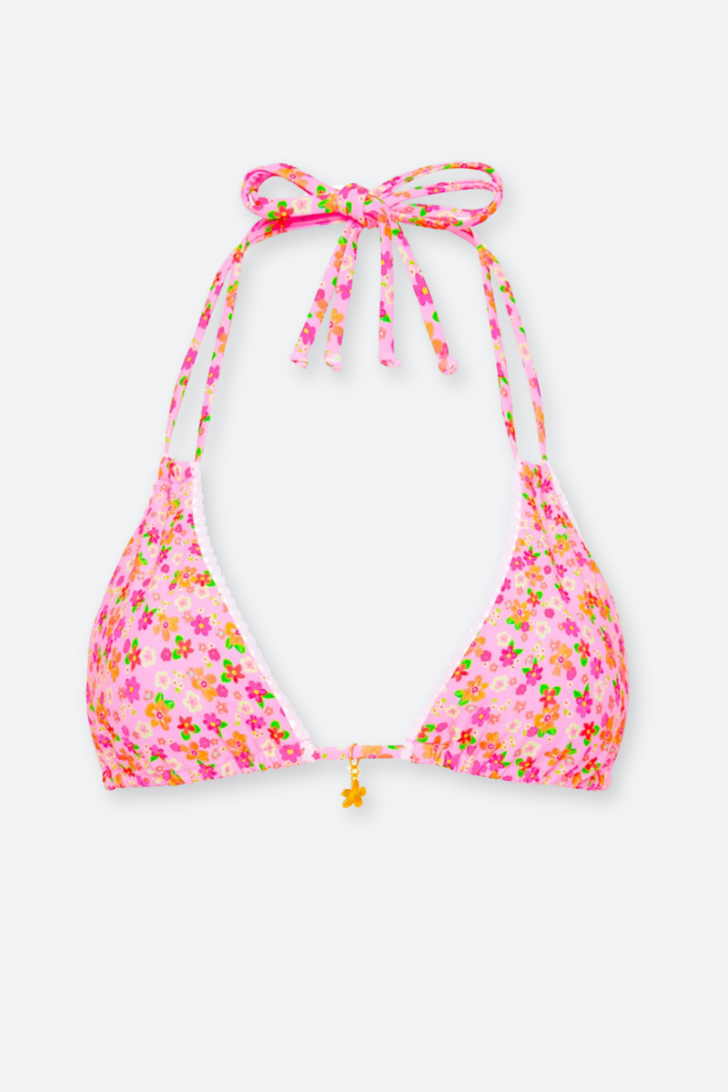 Kulani Kinis Halter Bralette Bikini Top in Frangipani Fever