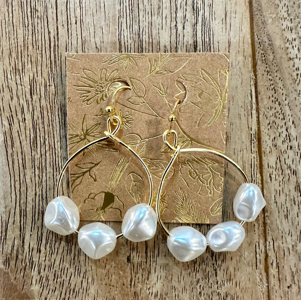Kino Kustoms Faux White Pearl Hoops